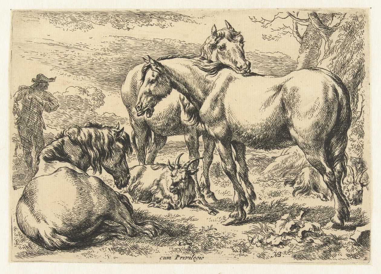 Tres caballos
Animales (título de la serie) de Nicolaes Pietersz Berchem