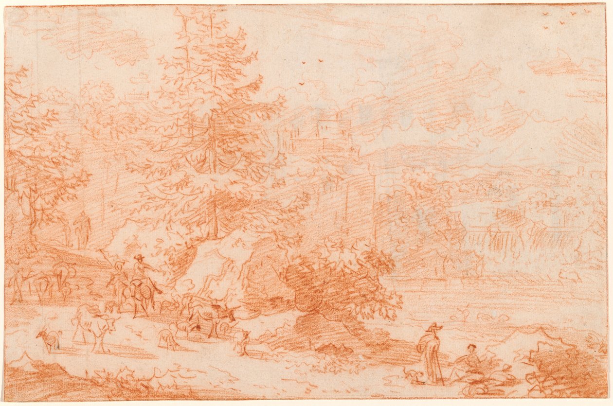 Fantasía de paisaje del norte evocando Tívoli de Nicolaes Pietersz Berchem
