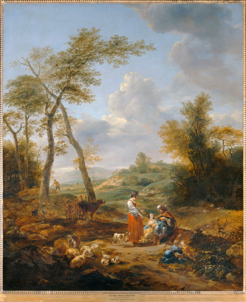 Paisaje con Elkana y sus dos esposas Anna y Pennina ... de Nicolaes Pietersz. Berchem