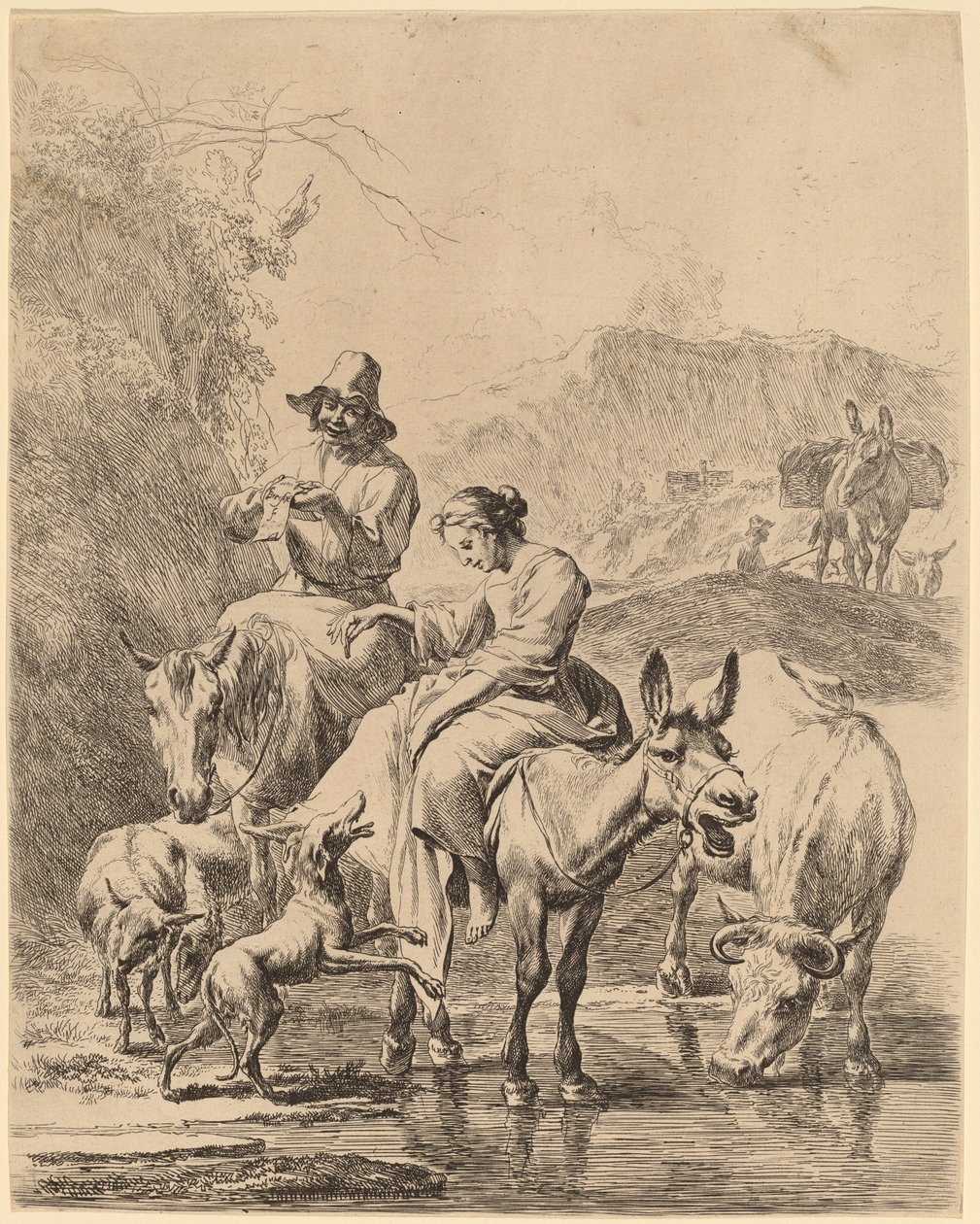 Pastora en un burro de Nicolaes Pietersz Berchem