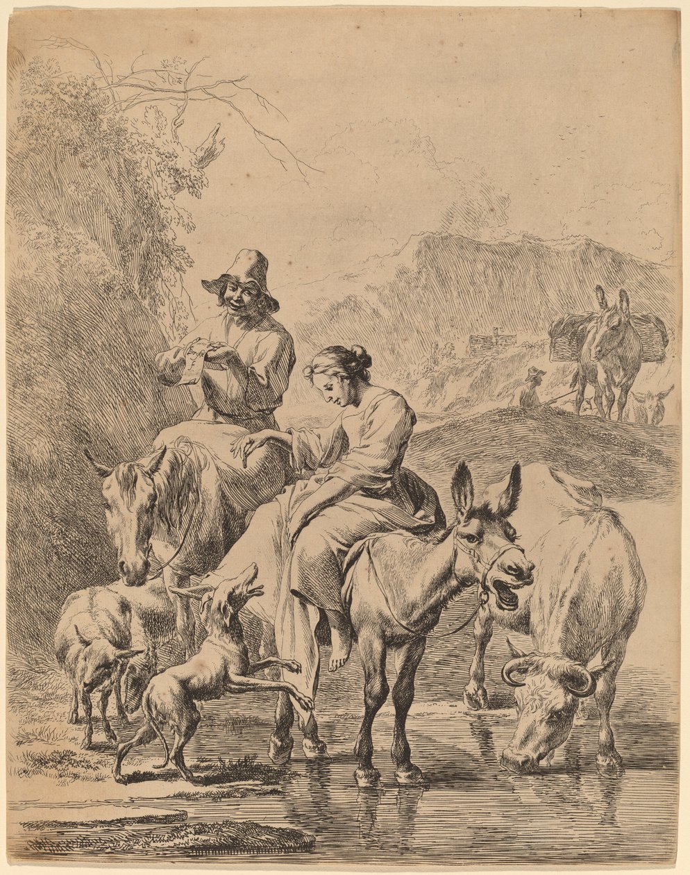 Pastora en un Burro de Nicolaes Pietersz Berchem