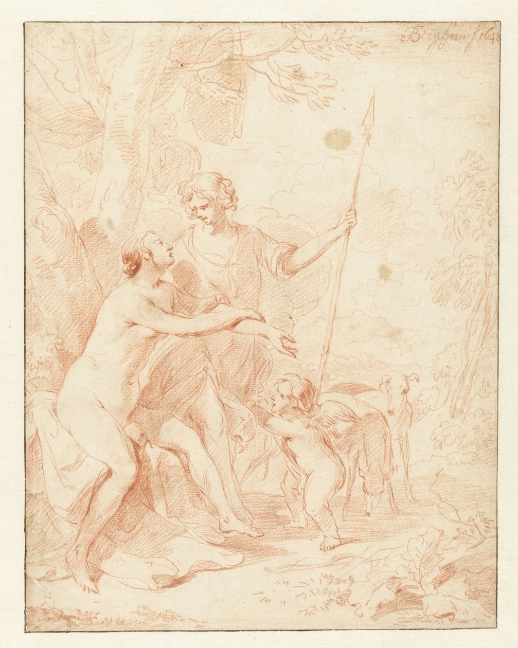 Venus, Adonis y Cupido de Nicolaes Pietersz Berchem