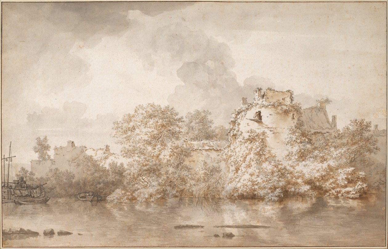 Paisaje fluvial cerca de Montfoort de Nicolaes Pietersz. Berchem