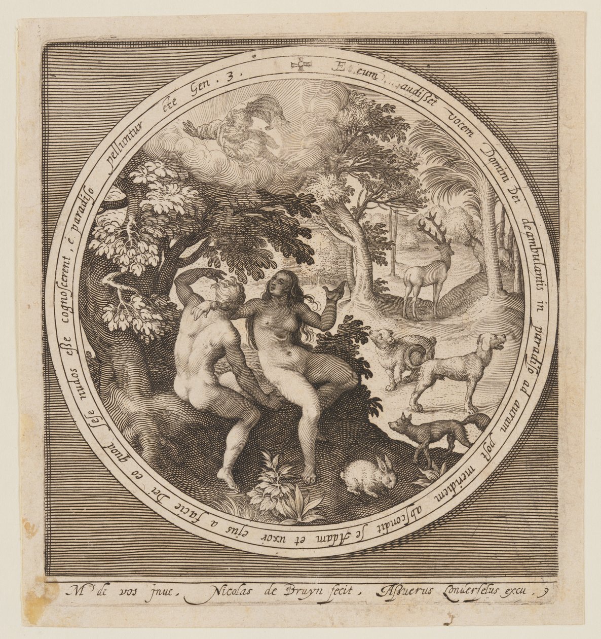 Adán y Eva se esconden del Señor, desde La Creación hasta la Expulsión del Paraíso de Nicolaes de Bruyn