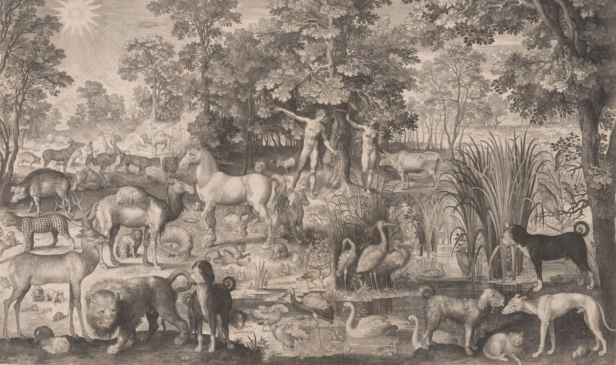 Adán y Eva en el Paraíso, 1631 de Nicolaes de Bruyn