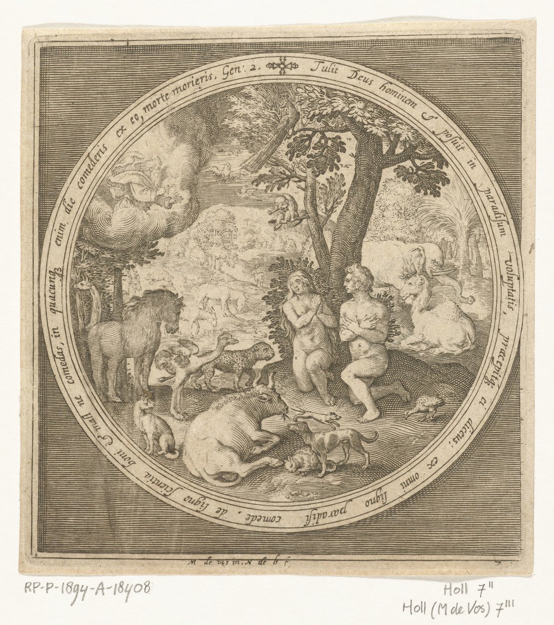 Adán y Eva en el Paraíso Desde la creación hasta la expulsión del paraíso (título de la serie) de Nicolaes de Bruyn