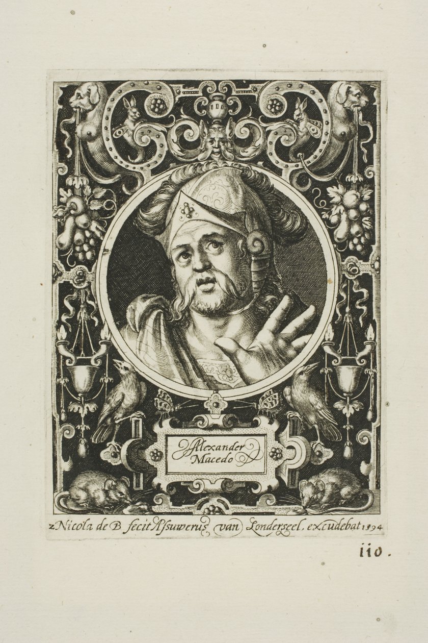 Alejandro Magno, lámina dos de Los Nueve Dignos de Nicolaes de Bruyn