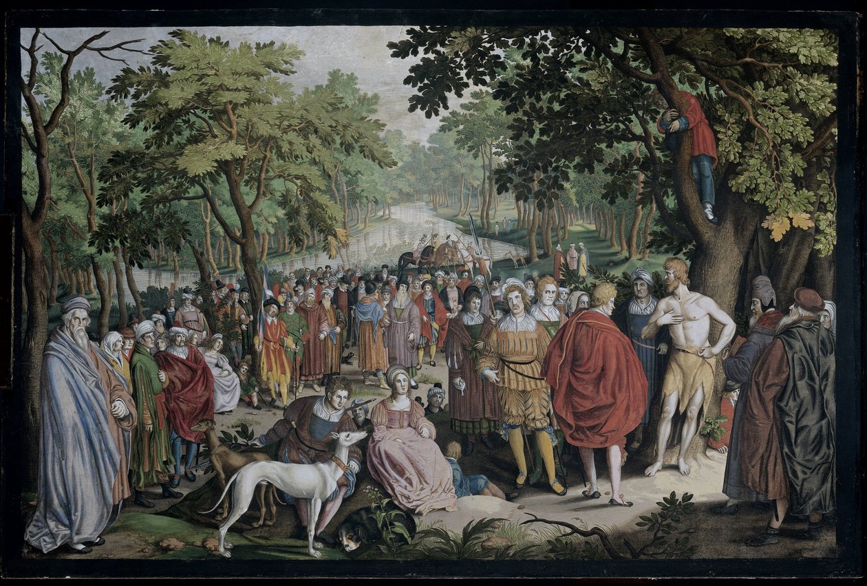 La predicación de Juan el Bautista a orillas del río Jordán de Nicolaes de Bruyn