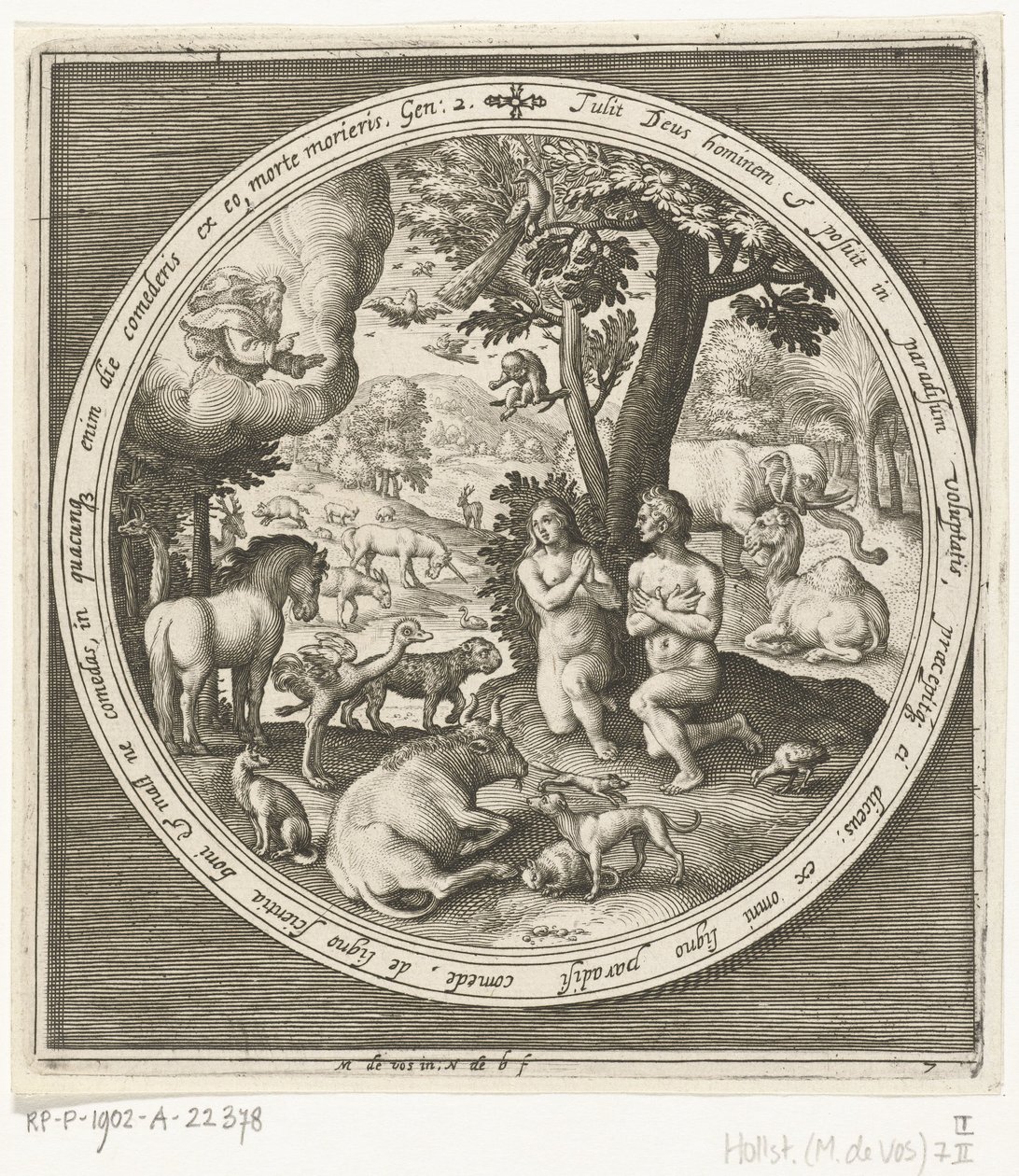 El Séptimo Día de la Creación: Adán y Eva en el Paraíso Desde la creación hasta la expulsión del paraíso (título de la serie) de Nicolaes de Bruyn