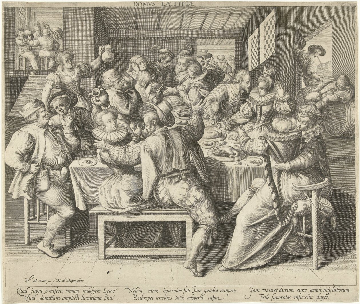 Een huis vol feestrumoer House of Joy (título sobre el objeto) de Nicolaes de Bruyn