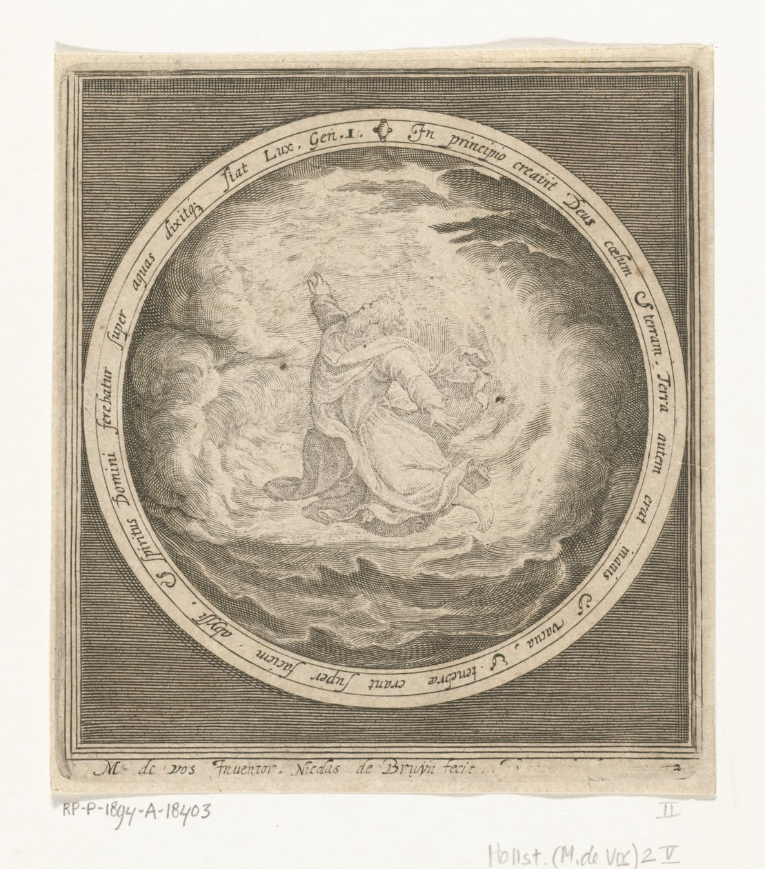 Primer día de la creación: Dios crea el cielo y la tierra Desde la creación hasta la expulsión del paraíso (título de la serie) de Nicolaes de Bruyn