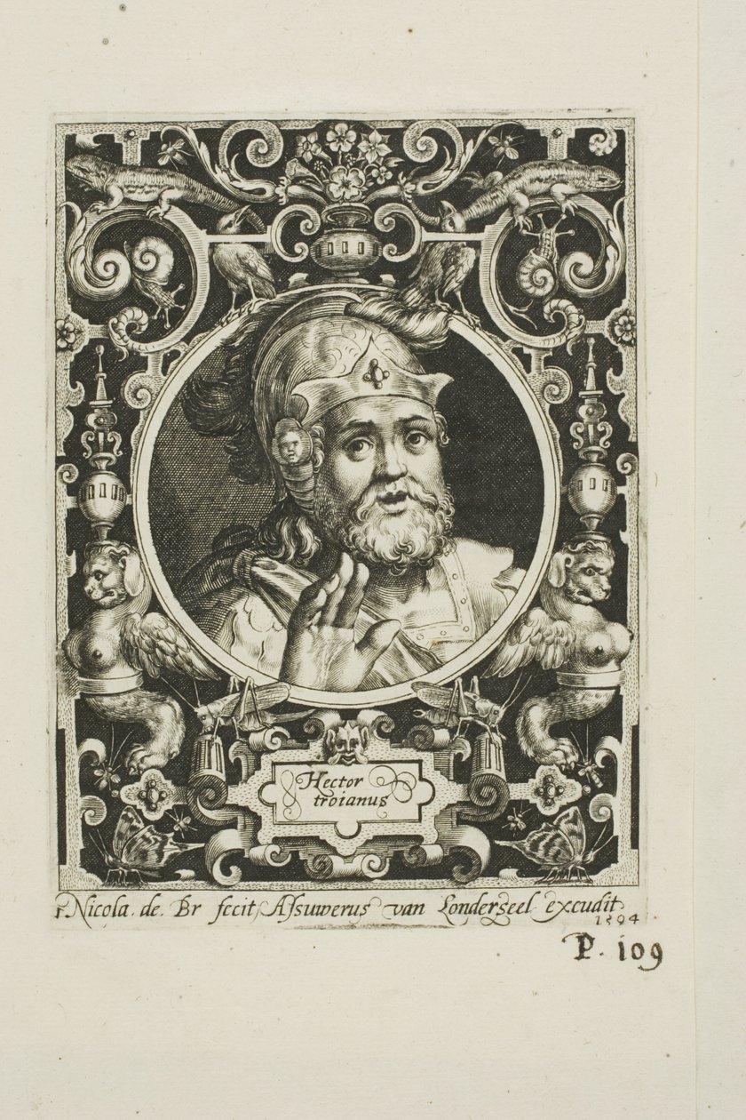 Héctor de Troya, plato uno de Los Nueve Dignos de Nicolaes de Bruyn