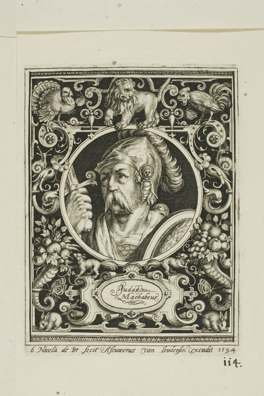 Judas Macabee, plato seis de Los Nueve Dignos de Nicolaes de Bruyn