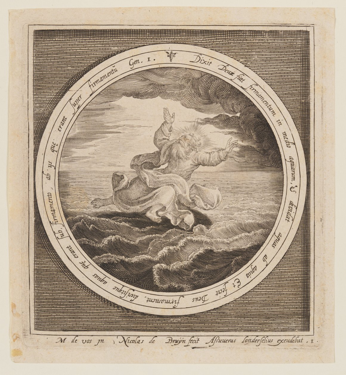 Segundo Día: La división de las aguas, desde la Creación hasta la expulsión del Paraíso de Nicolaes de Bruyn