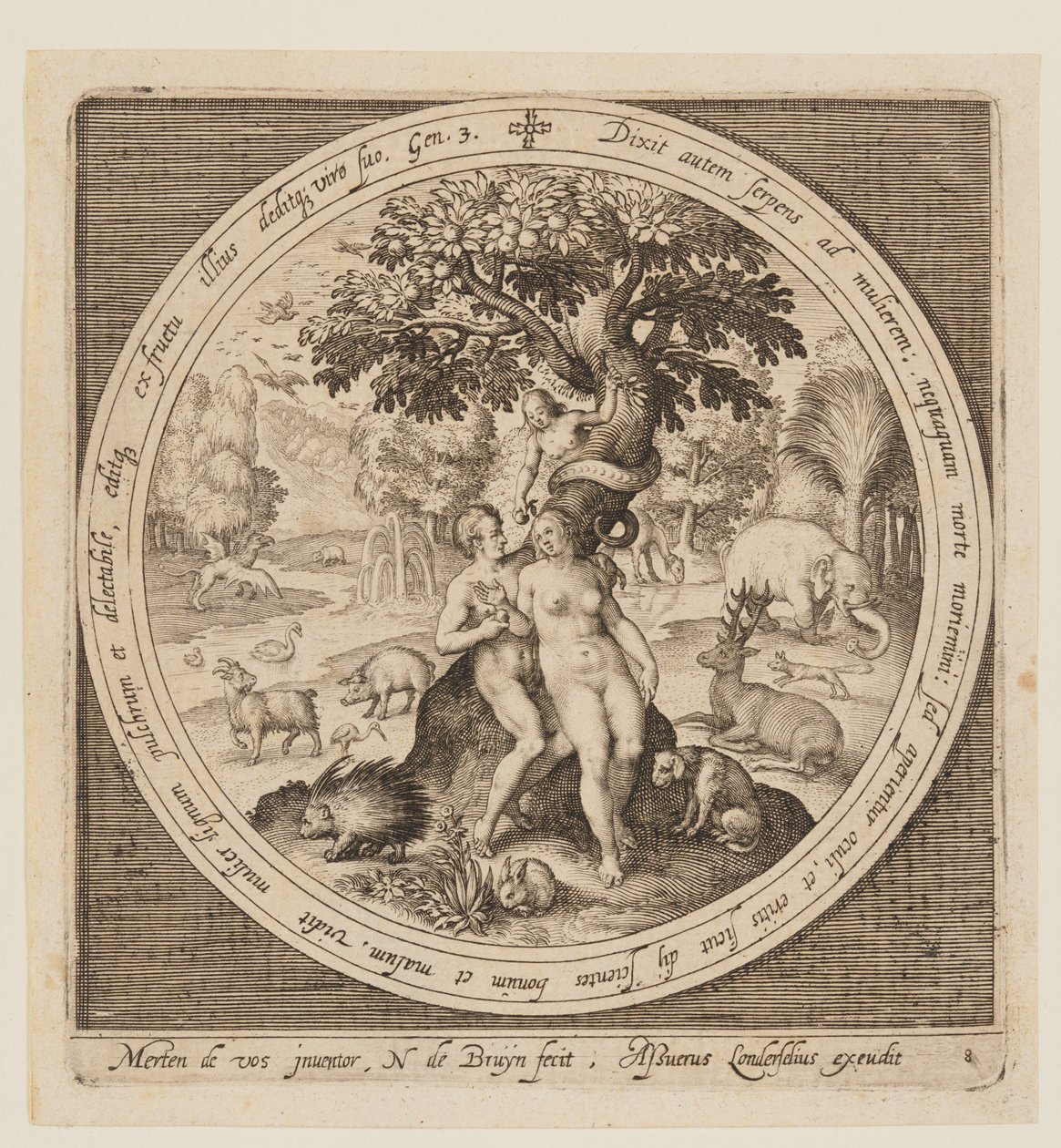 La tentación de Eva, desde la Creación hasta la expulsión del Paraíso de Nicolaes de Bruyn