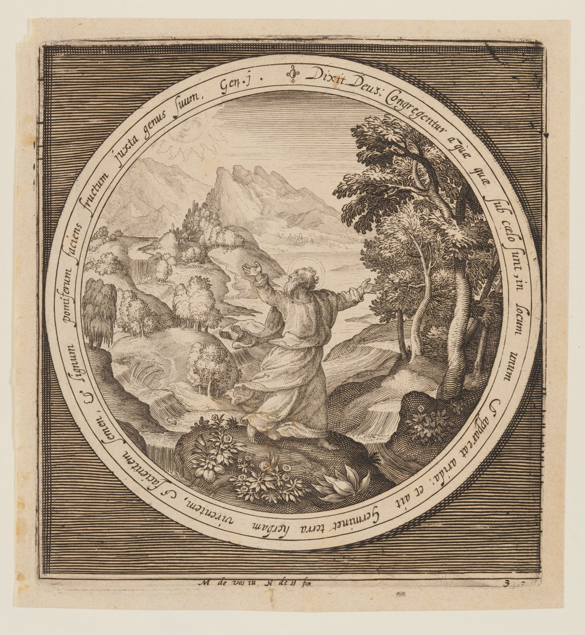 Tercer Día: La Creación de la Tierra y la Vegetación, desde La Creación hasta la Expulsión del Paraíso de Nicolaes de Bruyn