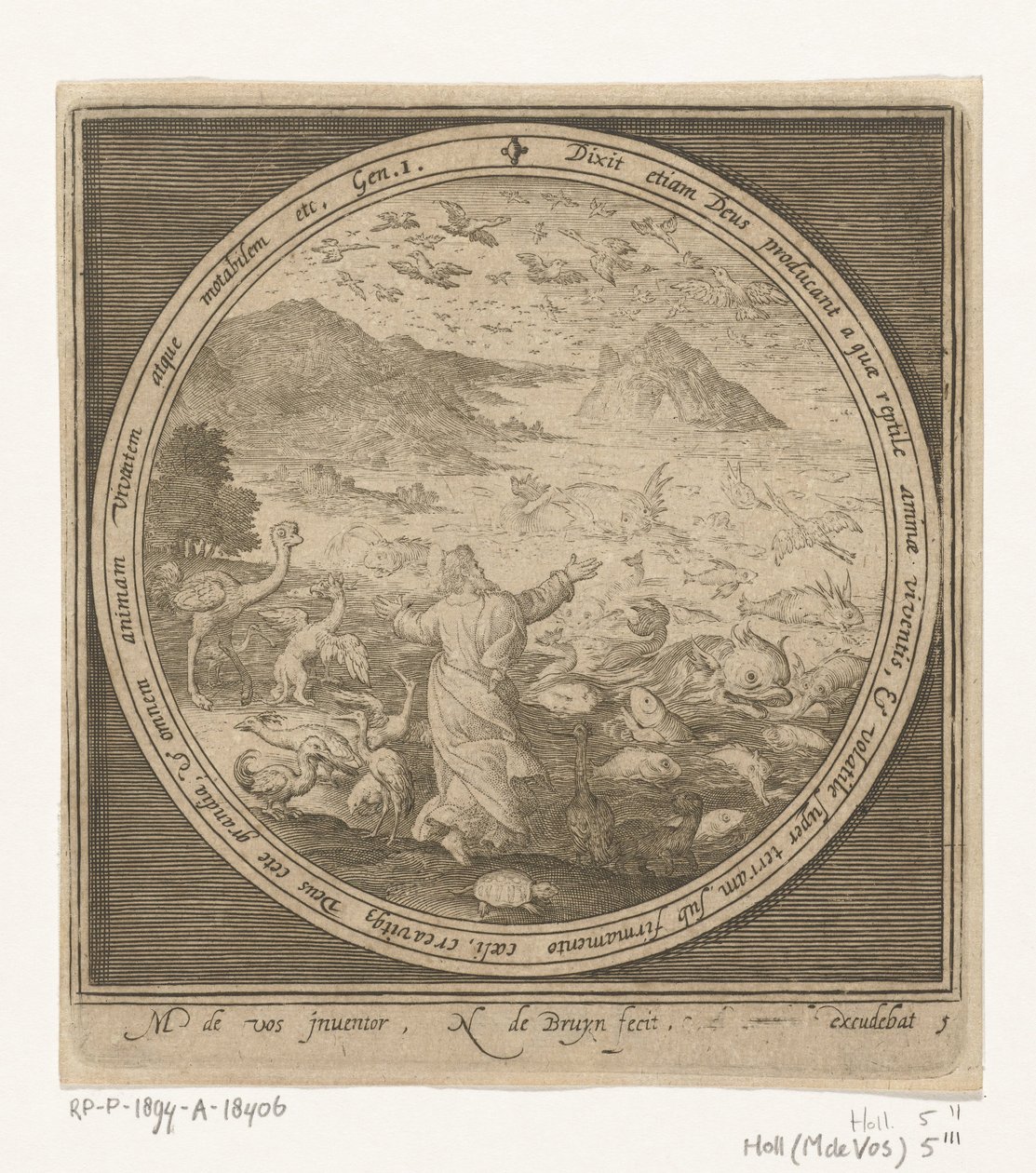 Quinto día de la creación: Dios crea los peces y las aves Desde la creación hasta la expulsión del paraíso (título de la serie) de Nicolaes de Bruyn
