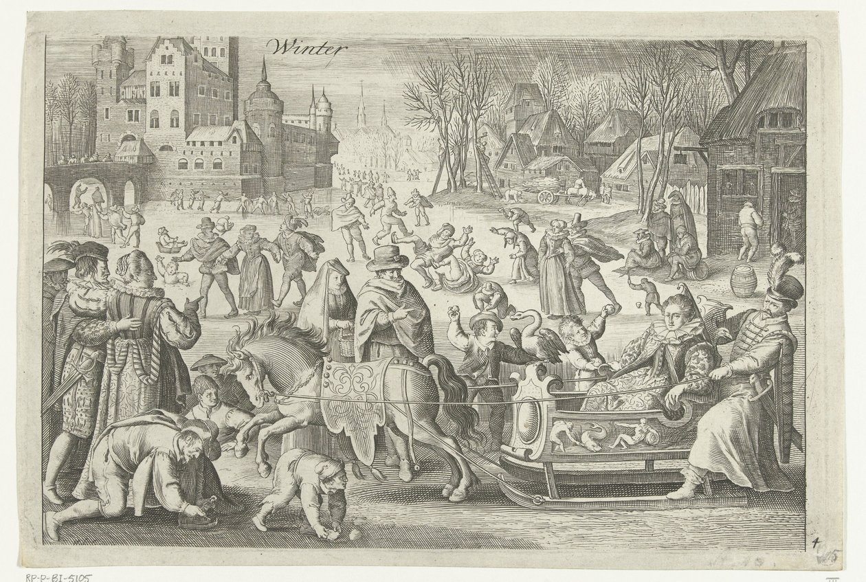 Invierno (título sobre objeto) Cuatro estaciones (título de la serie) de Nicolaes de Bruyn