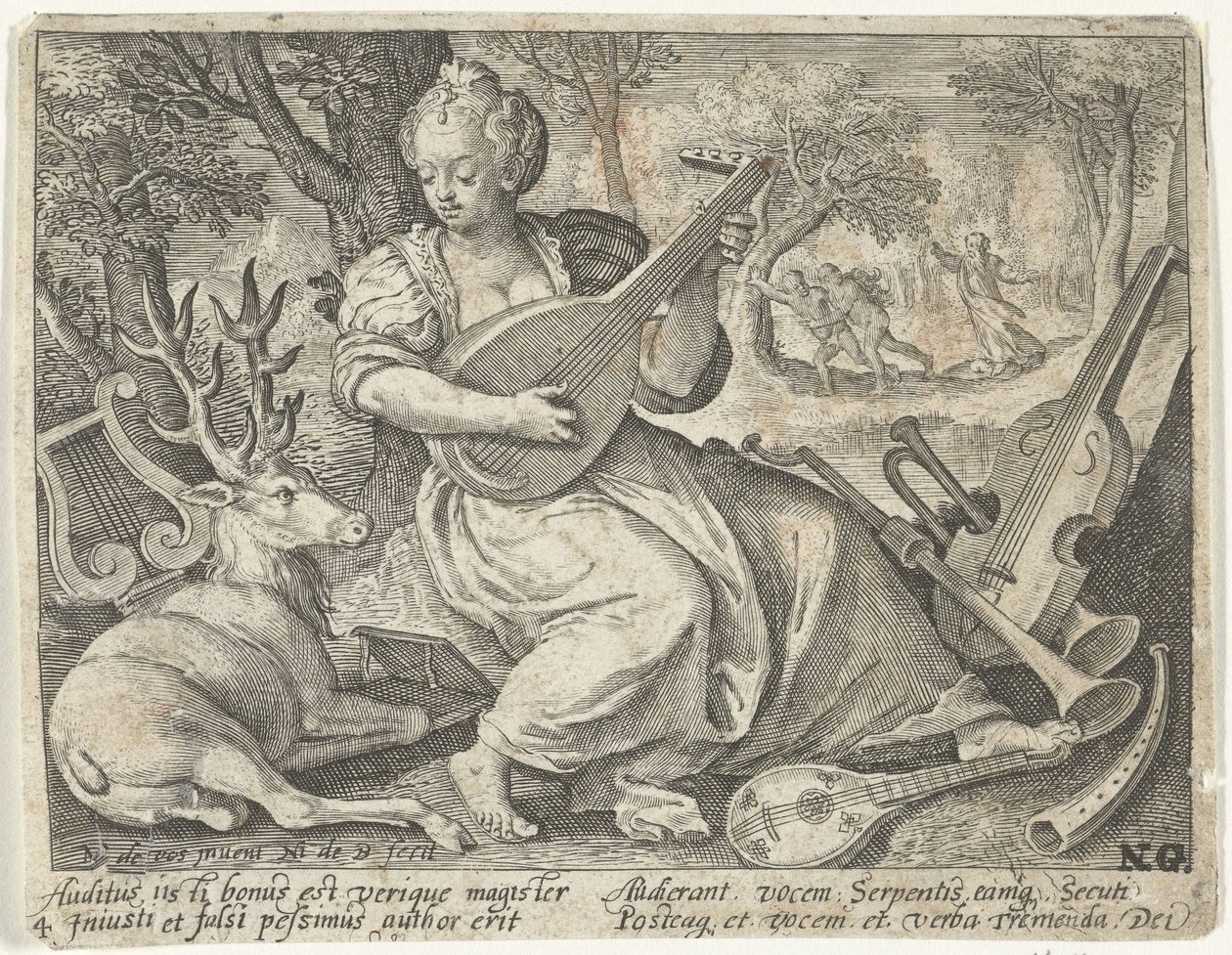 sentido del oído Cinco sentidos (título de la serie) de Nicolaes de Bruyn