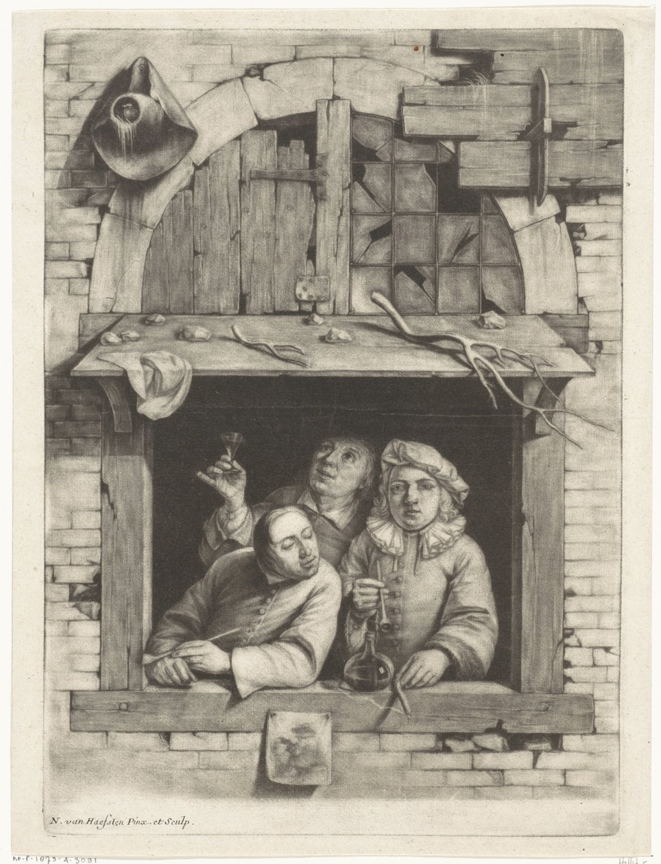 Tres fumadores en una ventana de Nicolaes van Haeften
