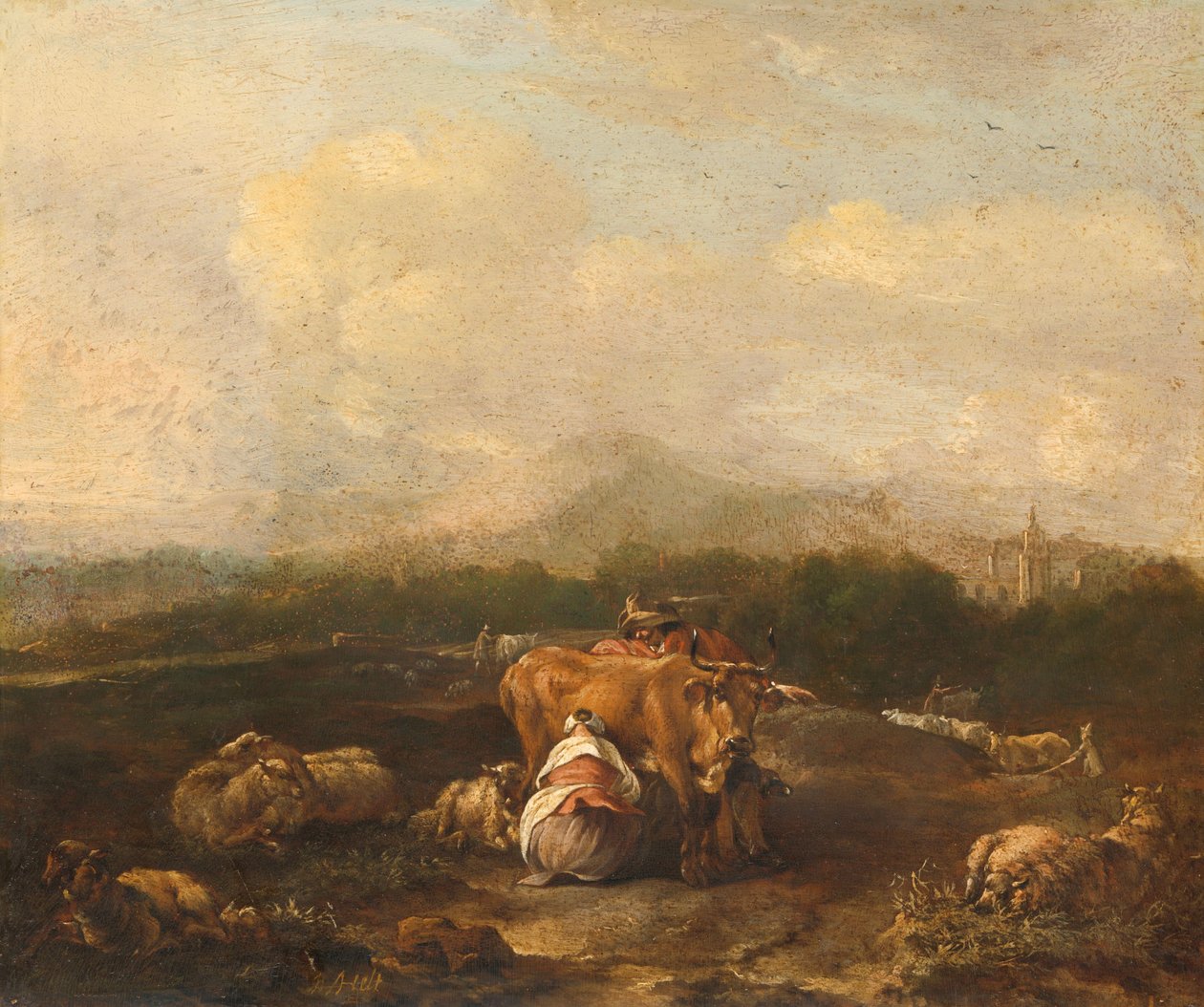 Paisaje italiano con ganado de Nicolaes van Helt Stockade