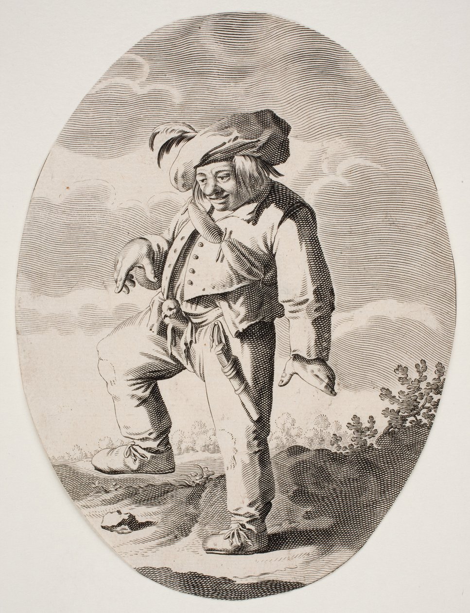 Campesino danzante con un pájaro en su regazo de Nicolaes van Lijnhoven