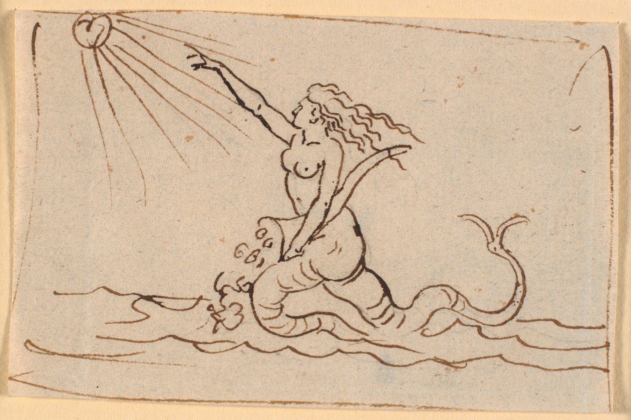 Una sirena señalando hacia el sol de Nicolai Abildgaard