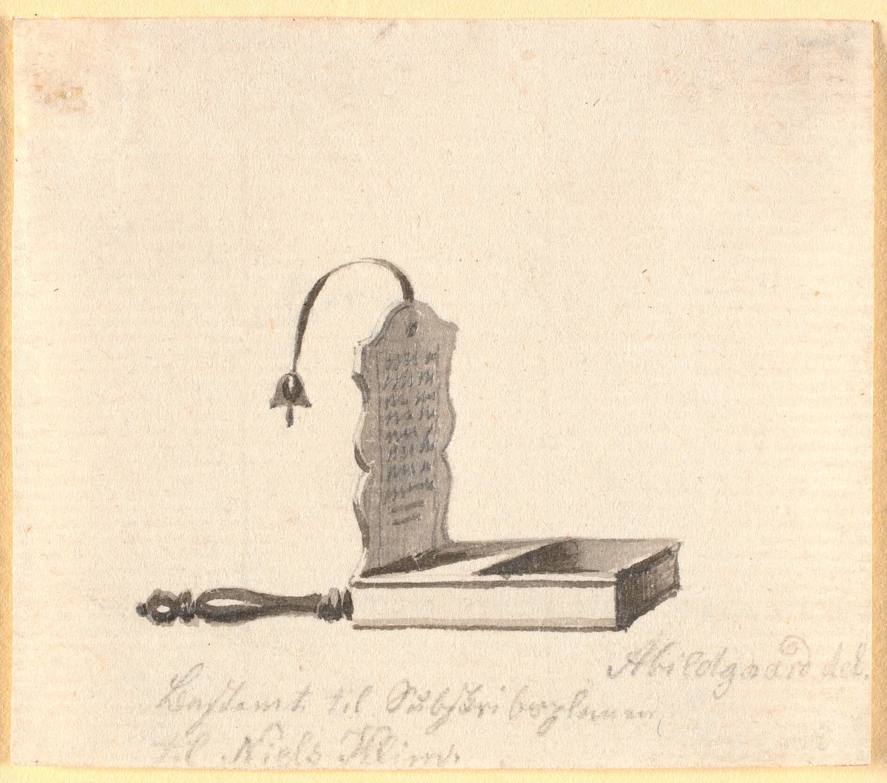 Un klingbeutel, destinado (y utilizado?) para viñeta en la invitación de suscripción a la traducción de Niels-Klim de Baggesen de Nicolai Abildgaard
