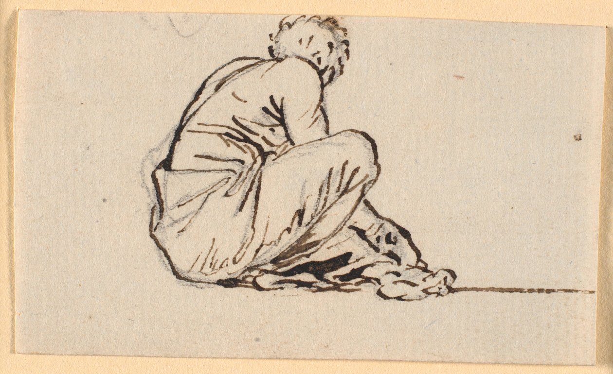 Un hombre agachado, visto de lado de Nicolai Abildgaard