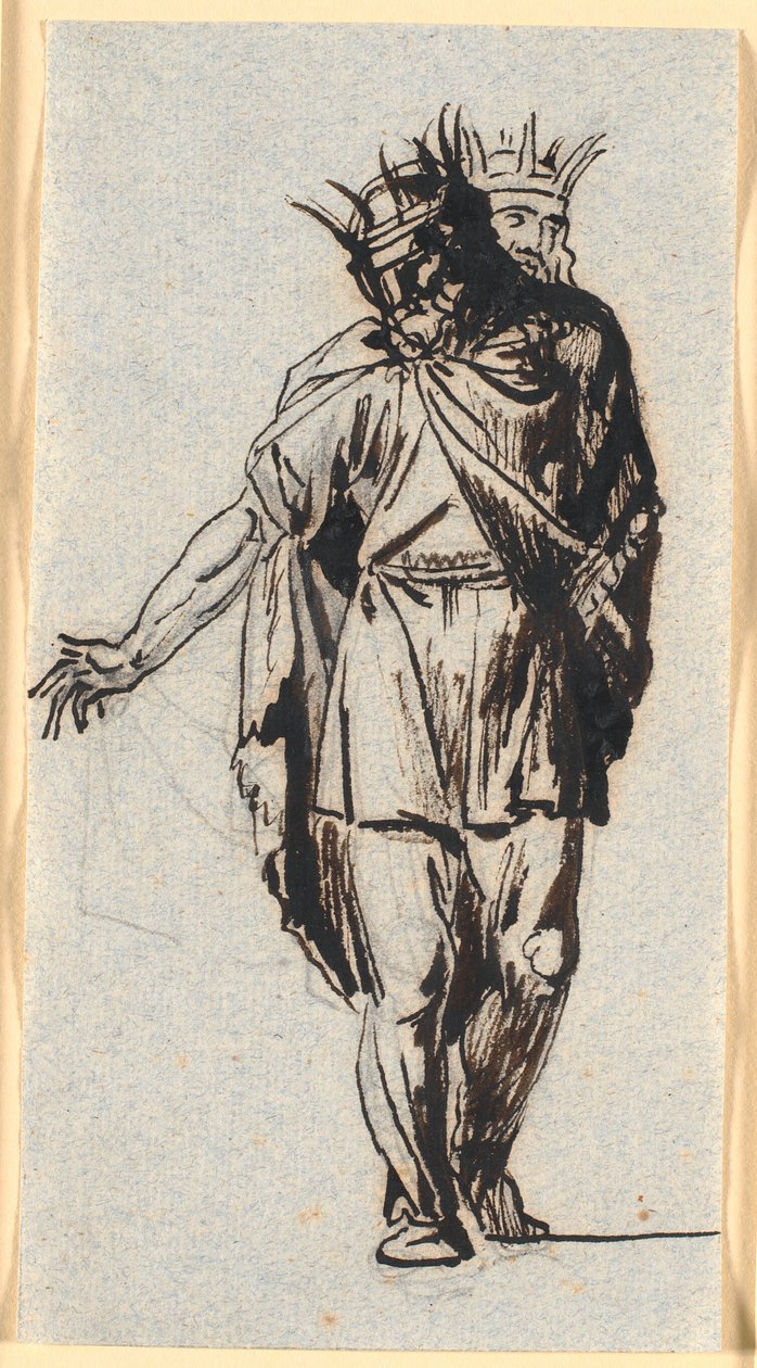Una figura de rey nórdico antiguo, de pie con corona en la cabeza de Nicolai Abildgaard
