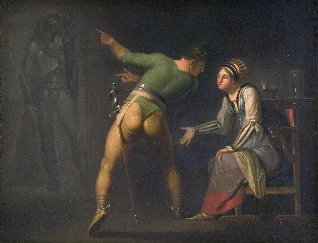Hamlet y su madre. Episodio de Hamlet de Shakespeare de Nicolai Abildgaard