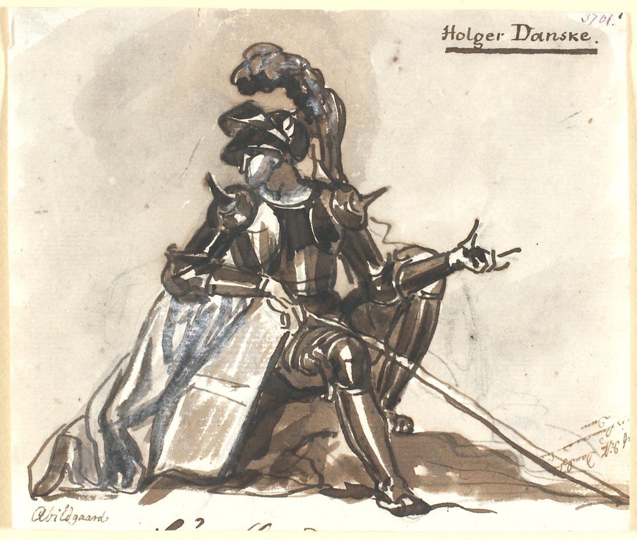 Holger Danske sentado en armadura de Nicolai Abildgaard