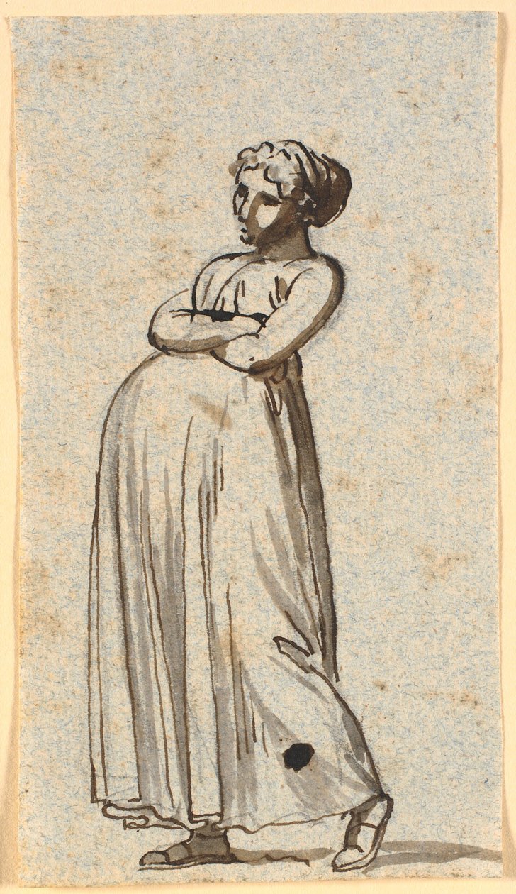 Caricatura de una mujer embarazada, caminando de Nicolai Abildgaard