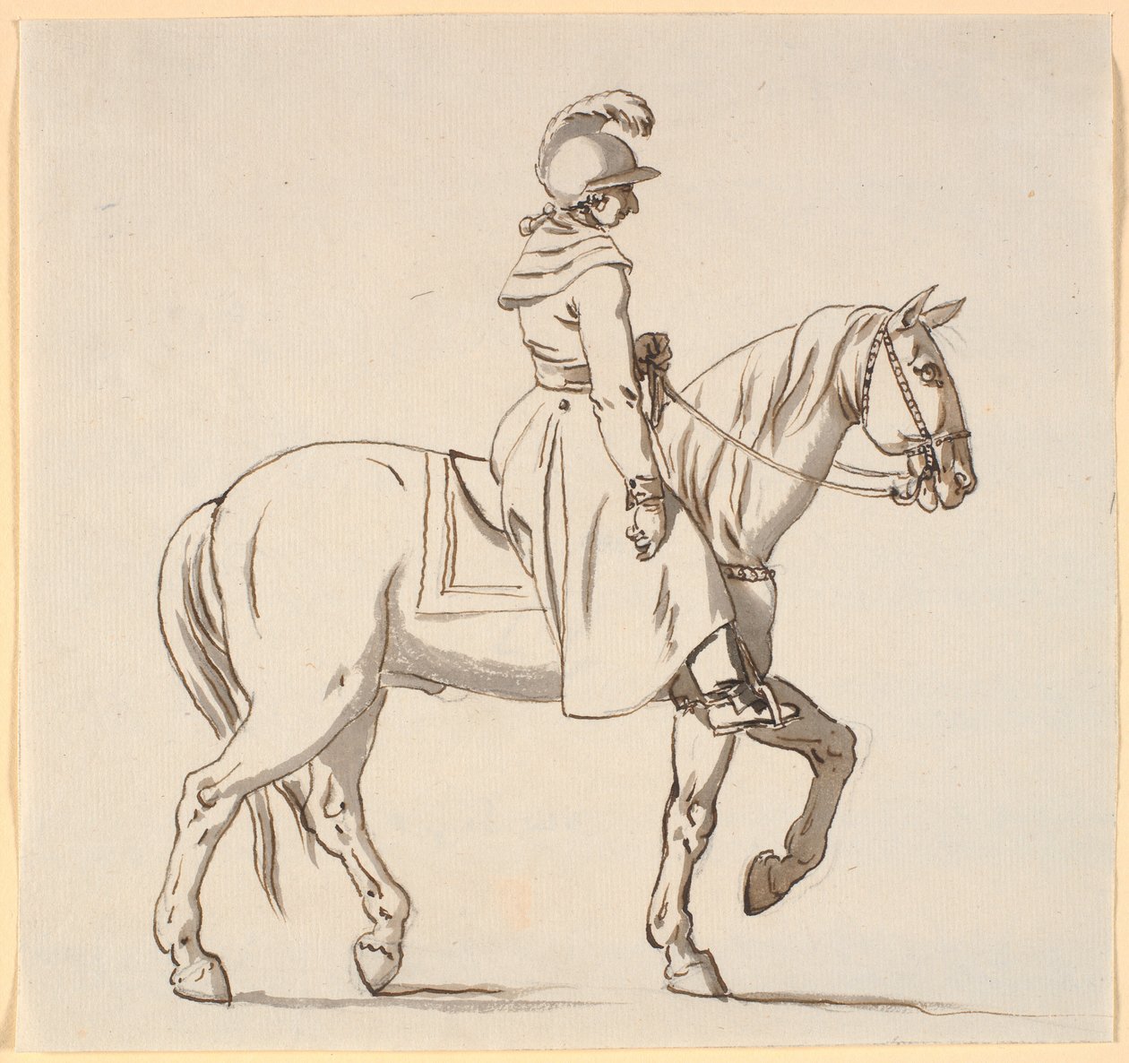 Caricatura de un jinete (¿con referencia a la estatua de Christian V?) de Nicolai Abildgaard