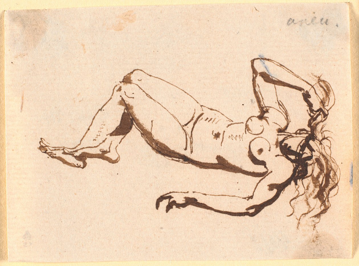 Mujer desnuda, acostada de espaldas de Nicolai Abildgaard