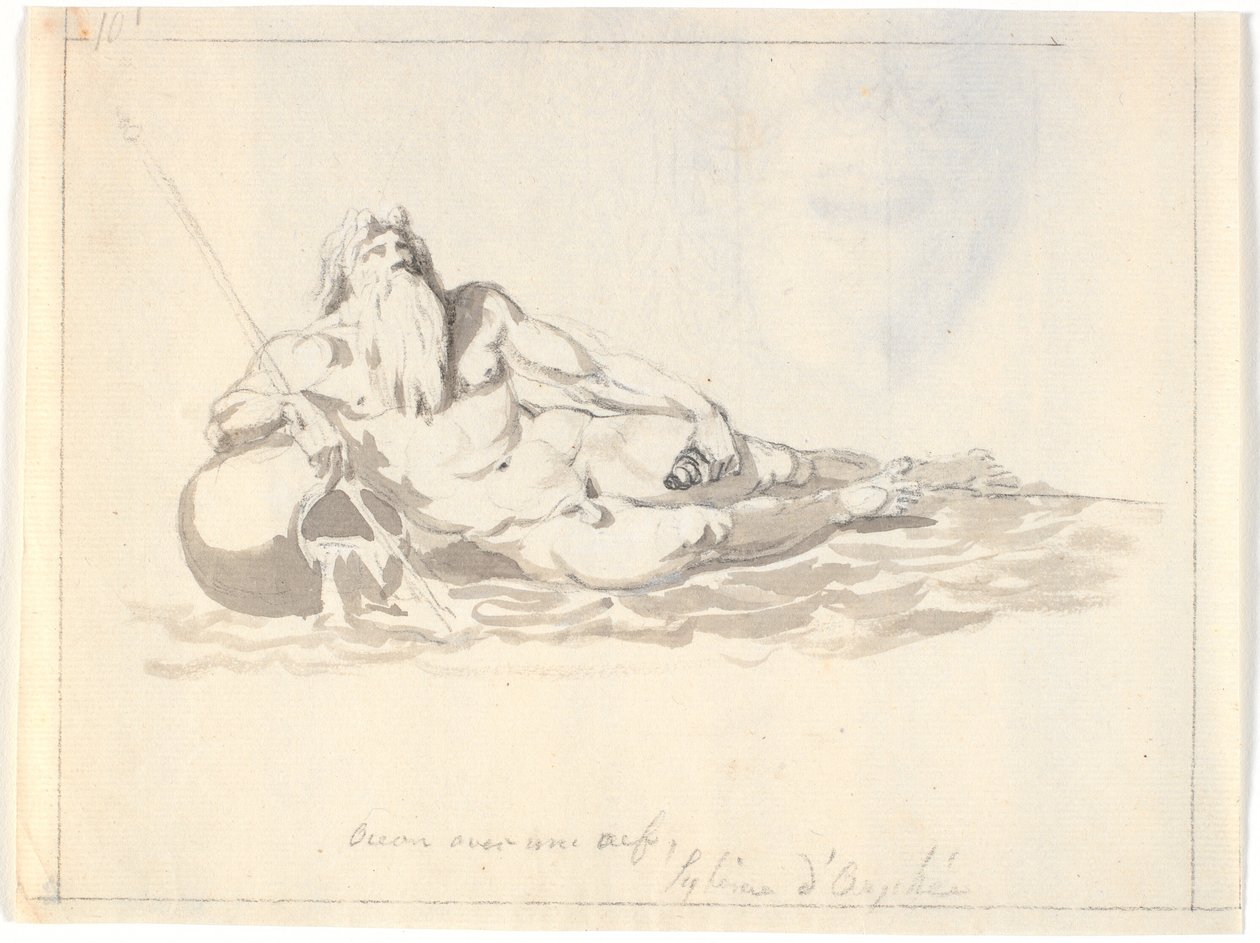 El océano, un dios del mar reclinado de Nicolai Abildgaard