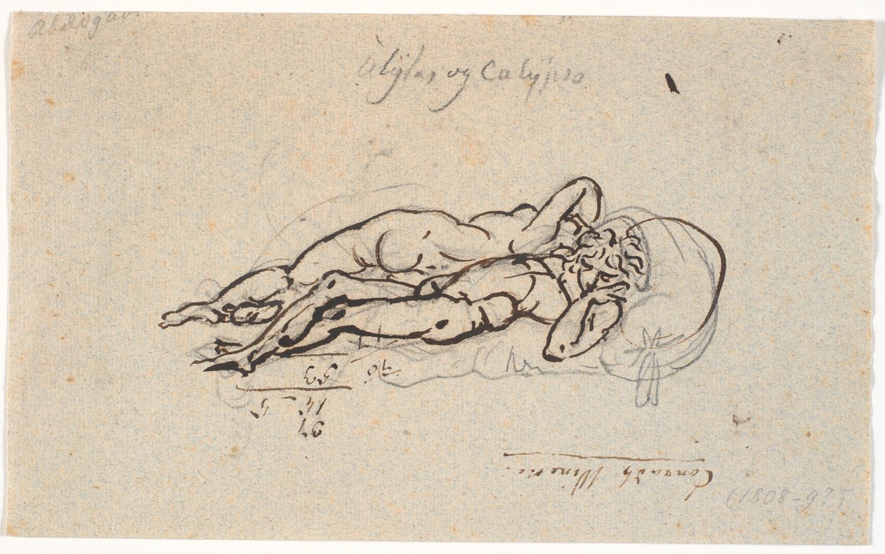 Odiseo y Calipso, acostados desnudos en un lecho de Nicolai Abildgaard