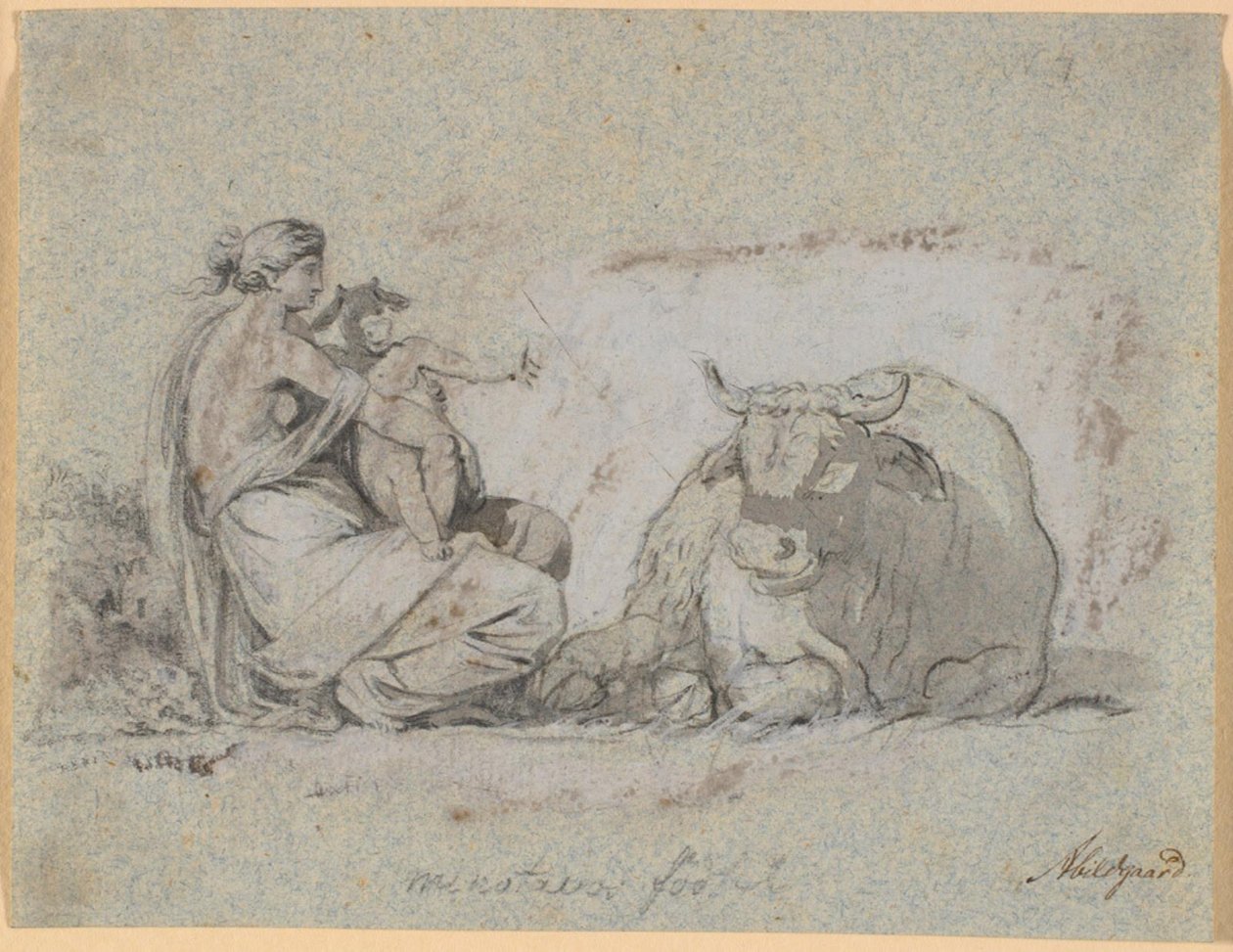 Pasífae con el pequeño Minotauro de Nicolai Abildgaard