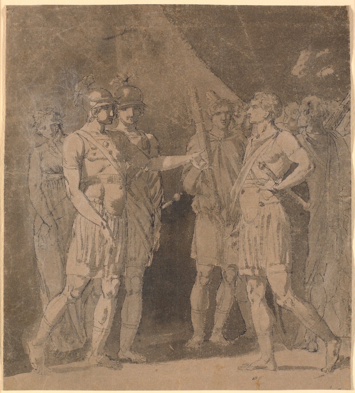 Escena de "El triunvirato" de Voltaire, posiblemente acto 1, escena 4 de Nicolai Abildgaard