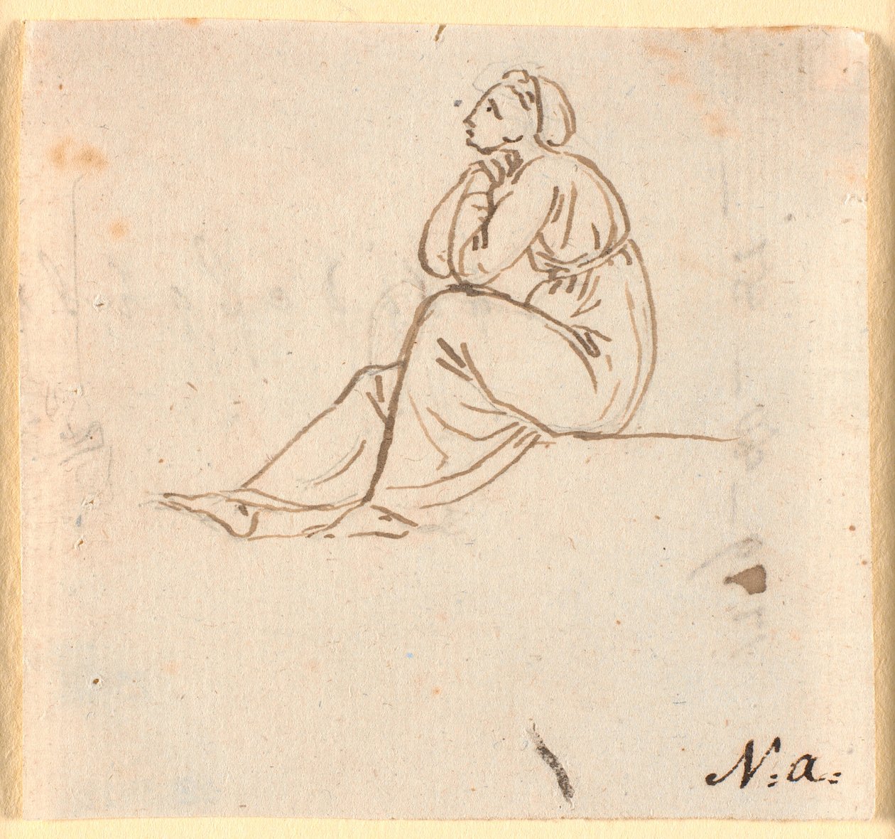 Figura femenina sentada de perfil hacia la izquierda de Nicolai Abildgaard