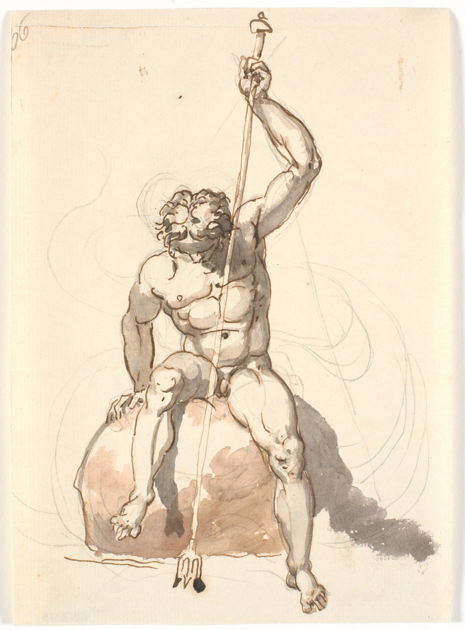 Figura de hombre sentado con tridente de Nicolai Abildgaard