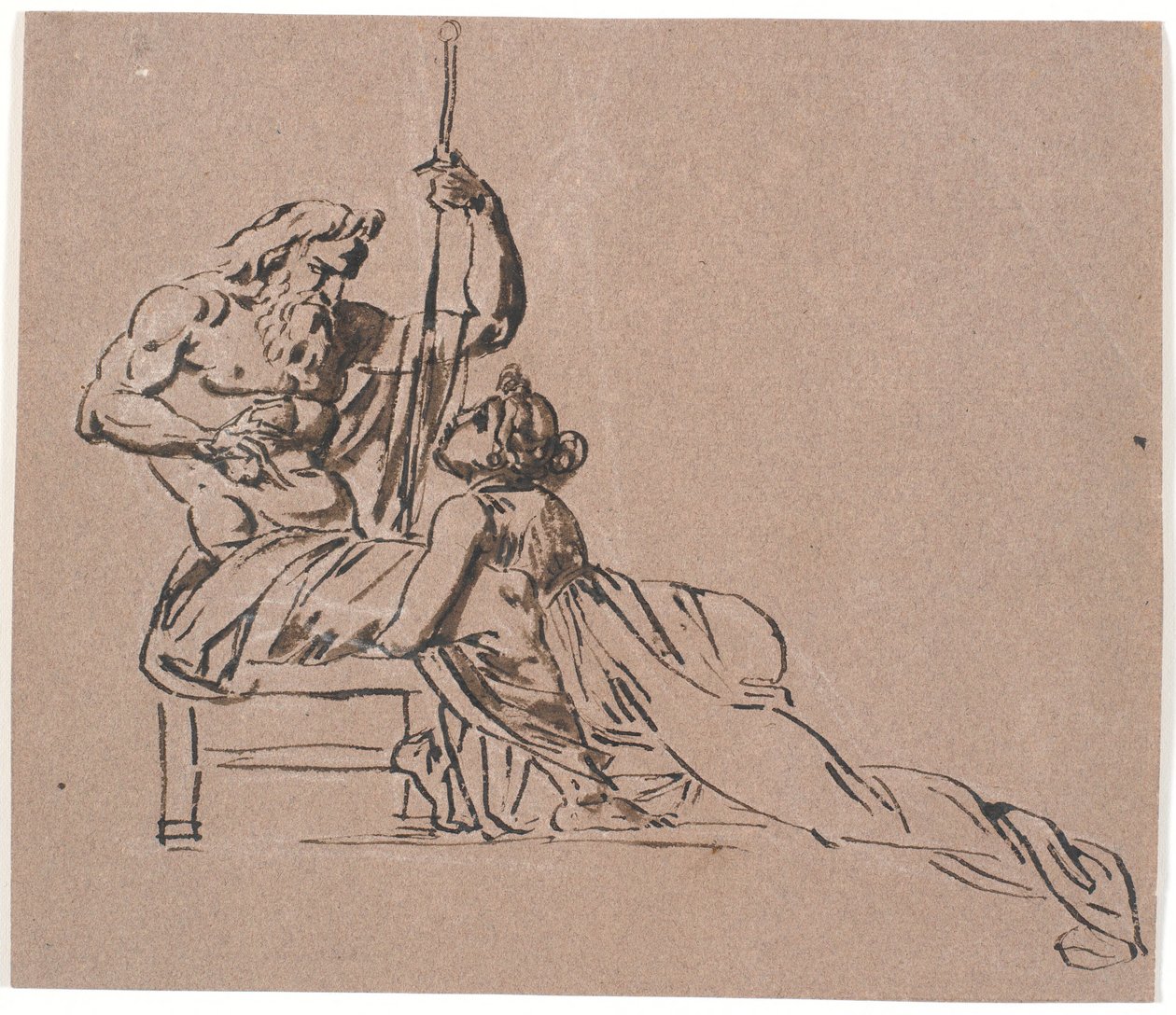 Tetis abrazando suplicante las rodillas de Zeus de Nicolai Abildgaard