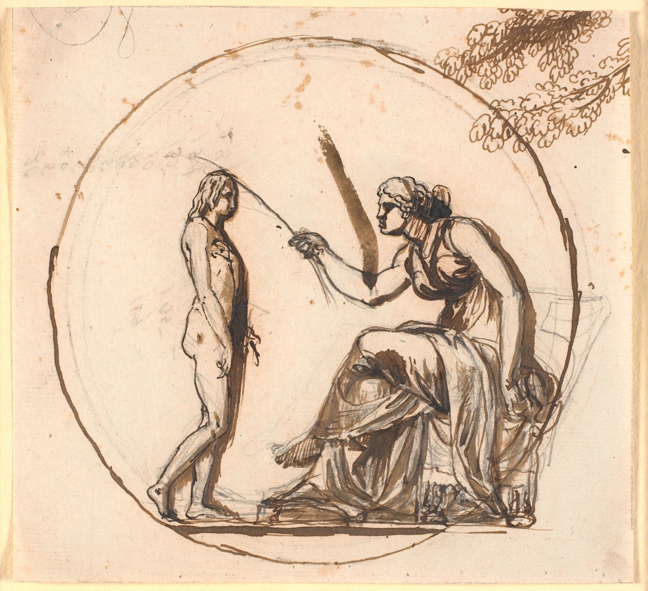 Boceto con dos figuras para el relieve de la libertad en el Monumento a la Libertad de Nicolai Abildgaard
