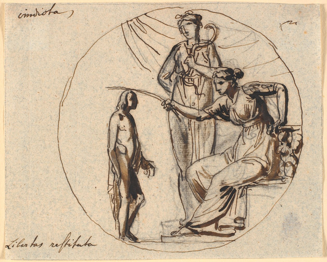 Boceto de tres figuras para el relieve de la liberación en el Monumento a la Libertad de Nicolai Abildgaard