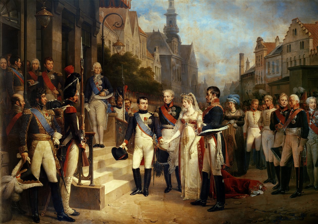 Napoleón Bonaparte (1769-1821) Recibiendo a la Reina Luisa de Prusia (1776-1810) en Tilsit, 6 de julio de 1807, 1837 de Nicolas Louis Francois Gosse