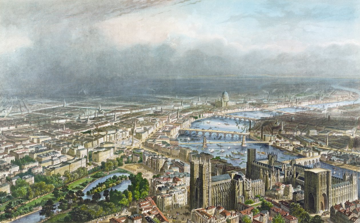 Aspecto general de Londres, desde la Abadía de Westminster, c.1850, grabado por A. Appert, pub. por Alfred Chardon de Nicolas Marie Joseph Chapuy