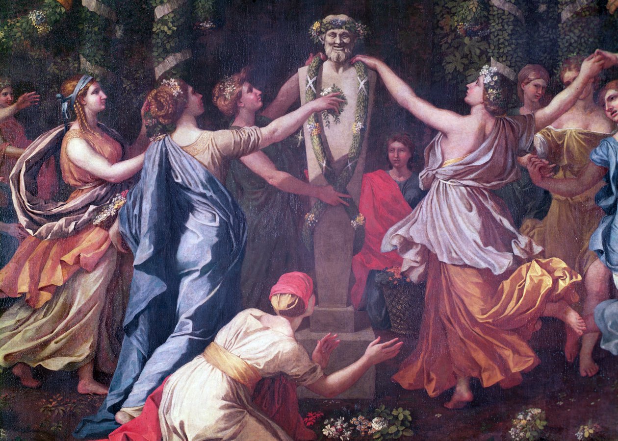 (detalle) de Himeneo Disfrazado de Mujer Durante una Ofrenda a Príapo, c.1634-38 de Nicolas Poussin