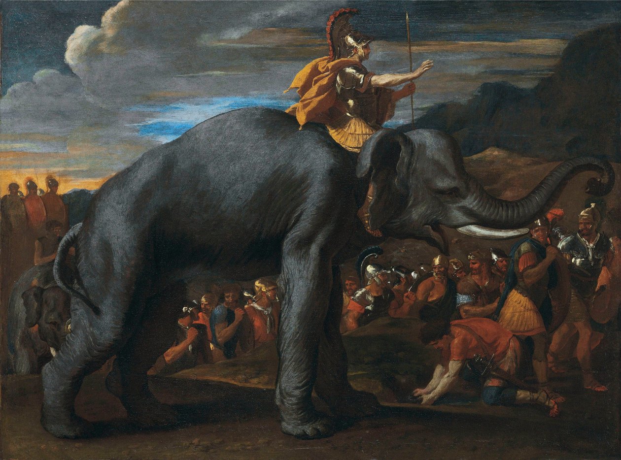 Aníbal cruzando los Alpes a lomos de un elefante de Nicolas Poussin