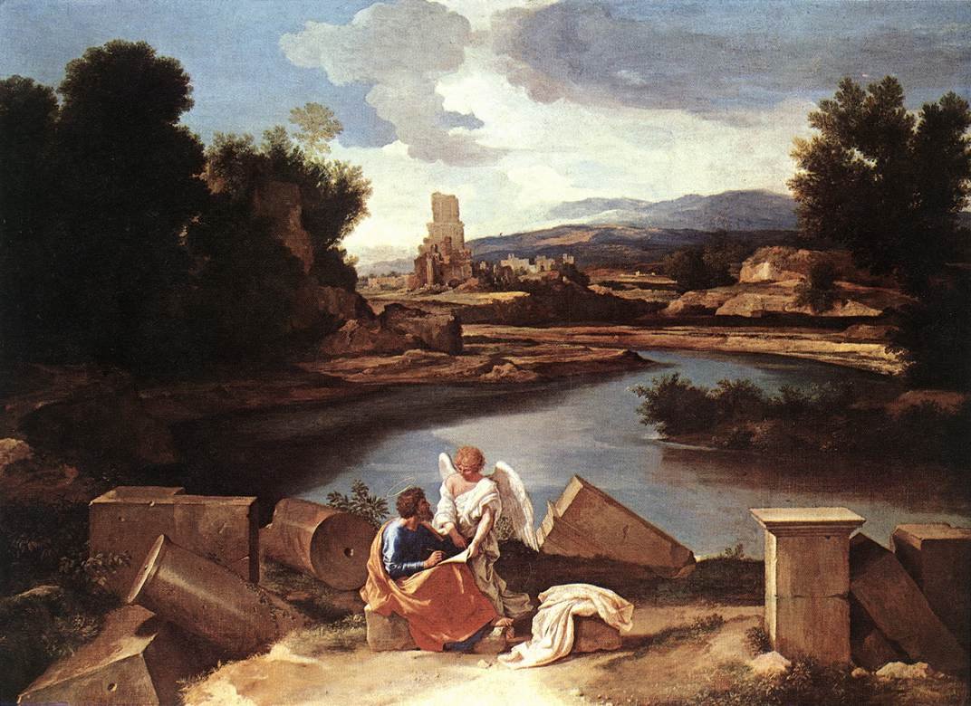 Paisaje con San Mateo y el ángel de Nicolas Poussin