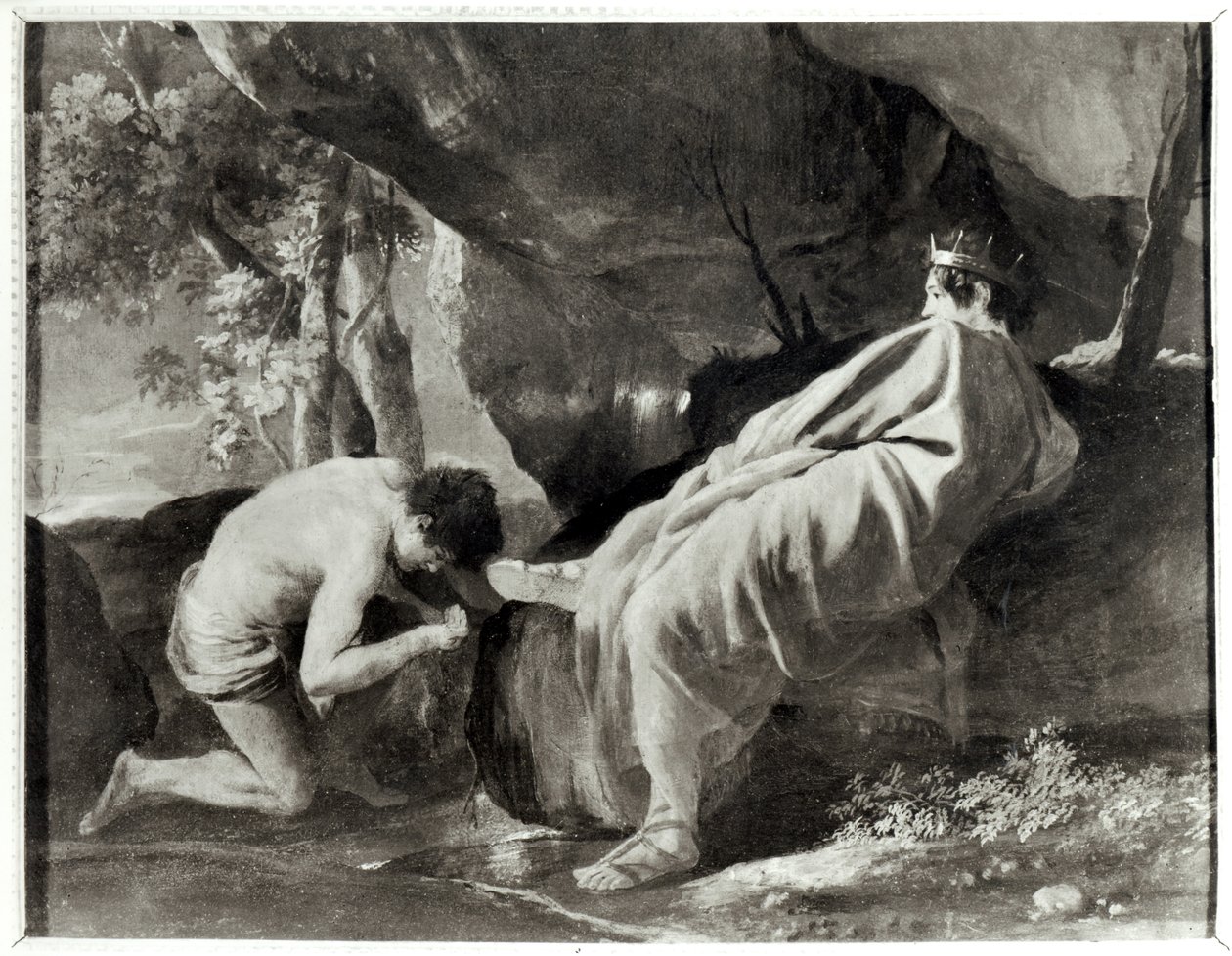 Midas en la fuente del río Pactolo de Nicolas Poussin